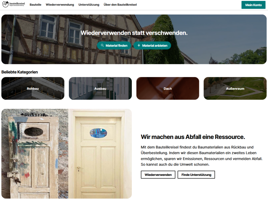 Internetplattform Bauteilkreisel der Region Darmstadt-Dieburg 